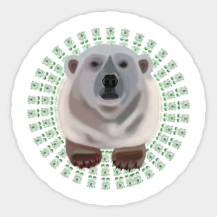 Polar Bear on Circular Polar Bear pattern Sticker